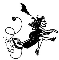 Witch flying on a vaccuum cleaner D4038