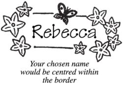 A name stamp with a flower and butterfly border C7