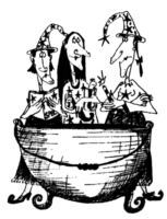 Three witches and a cauldron D4085