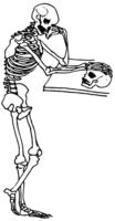 Skeleton thinking above a skull DD2665