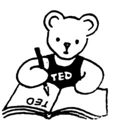 Teddybear writing in a book A3182