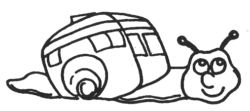 Cartoon snail with house on its back A3694
