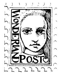 Alice in Wonderland Postal stamp Mail art Q4163