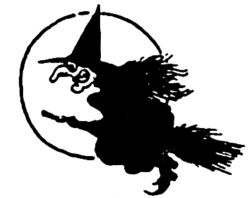 Witch on a broom and the moon R3549