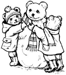 Christmas teddy with snowman R3561