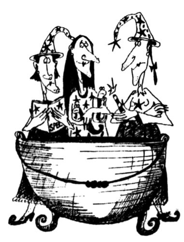 Three witches and a cauldron