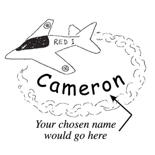 A name stamp with a plane - jet